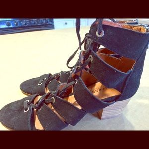 Lucky brand lace up dress blocked sandal